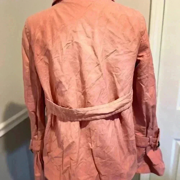 Zara Short Trench Coat Jacket Orange Medium Good Condition made in Spain - Picture 3 of 7
